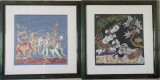 Set 2 tablouri Indiene Scene Hinduse imprimate vopsea pe panza inramate 40x41cm
