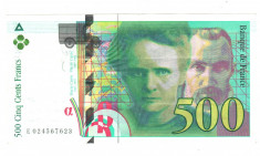 SV * Franta 500 FRANCS 1994 * Marie &amp;amp; Pierre Curie * PRE EURO +/- XF foto