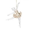 Ornament Brad Crăciun, Balerină, Transparent, Fustă Glitter Bej, 10.5x2.5x14 cm, Oem