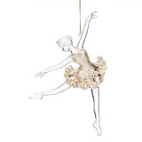 Ornament Brad Crăciun, Balerină, Transparent, Fustă Glitter Bej, 10.5x2.5x14 cm, Oem