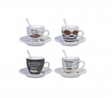 Set 12 piese pentru cafea, Portelan, Alb,90 ml