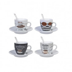 Set 12 piese pentru cafea, Portelan, Alb,90 ml