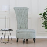Fotoliu Gri Deschis Catifea, Spatar Inalt, Design Elegant cu Nasturi, vidaXL, 56x72.5x108 cm