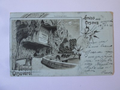 Rara! Carte postala litho Orsova:Salutari din Orsova,circulata 1902 foto