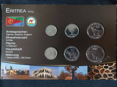 Seria completata monede - Eritreea 1991 , 6 monede UNC foto