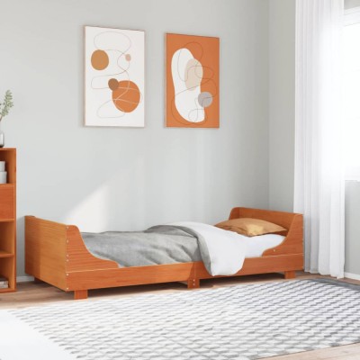 vidaXL Cadru pat fără saltea, maro ceruit, 90x190 cm, lemn masiv pin 850790 foto