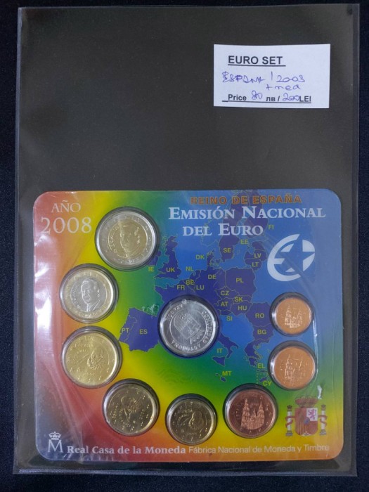 Spania 2008 - Set complet de euro bancar de la 1 cent la 2 euro + medalie