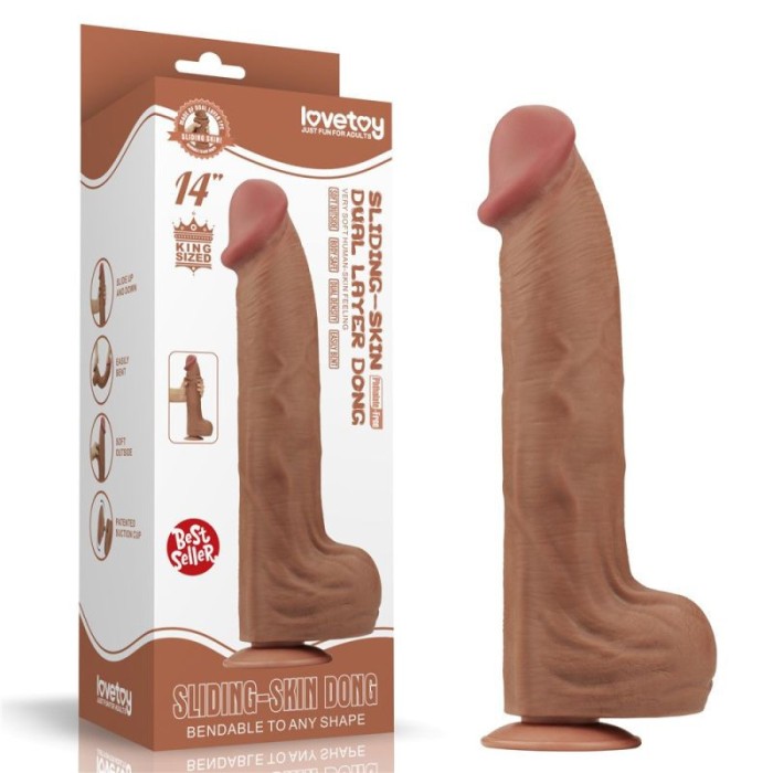 Dildo realist gigantic cu doua straturi 14&#039;&#039; King Sized Sliding Skin Dual Layer
