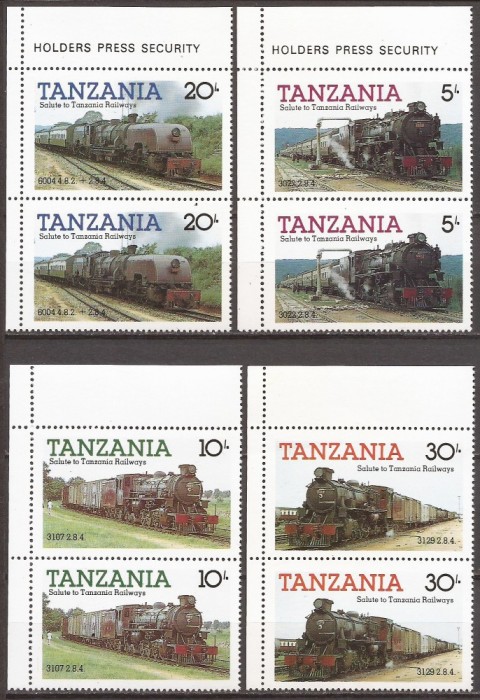 TANZANIA TRANSPORT TRENURI ( serie dantelata x 2 ) MNH