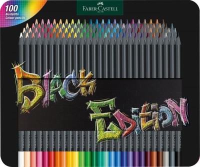 Creioane colorate, 100 culori, Black edition, cutie metal, Faber-castell foto
