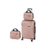Set 3 Valize Roti TraveLux Pro XIII Leziter Roz-Auriu ABS, Maner Telescopic, Cod Numeric