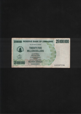 Zimbabwe 25000000 25 000 000 dollars 2008 seria0037196 foto