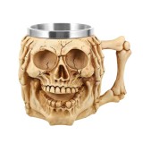 Halba de bere Deaf Skeleton 400 ml, inox+rasina, Bej, Oem