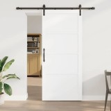 Ușa Glisantă cu Set de Accesorii Alb 93x211 cm Lemn Masiv Pin