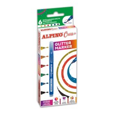 Set Alpino Crea+ Glitter Marker, 6 Culori/set foto