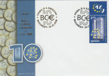 2008 Romania, FDC 10 ani Banca Centrala Europeana vinieta LP 1804, plic prima zi, Romania de la 1950, Istorie