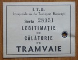 Cumpara ieftin I. T. B. Bucuresti ; Legitimatie de calatorie de tramvaie din interbelic