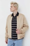 Abercrombie &amp; Fitch geaca bomber barbati, culoarea bej, de tranzitie