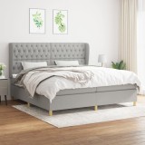 Cumpara ieftin Pat box spring cu saltea, gri deschis, 200x200 cm, textil