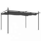 Pergola cu acoperis retractabil, antracit, 395x292x230 cm