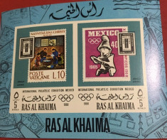 RAS AL KHAIMA, PHILATELIC EXHIBITION 1968 - COLI?A IMPERF. MNH foto