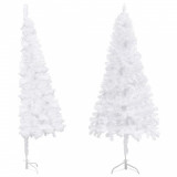 Brad de Crăciun artificial, de colț, alb, 180 cm, PVC