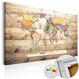 Cumpara ieftin Tablou din plută - The World at Your Fingertips [Cork Map] 60x40 cm