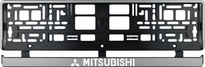 Set 2 bucati, suport numar inmatriculare argintiu Mitsubishi II