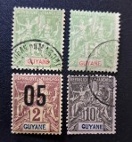 Guiana Franceză 1892&ndash;1912 - Set 4 Timbre Clasic Coloniale &bdquo;Tip Mouchon &amp; Tip Groupement / GUYANE&rdquo; -CLF1