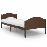 Cadru de pat, maro &icirc;nchis, 90x200 cm, lemn masiv de pin