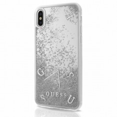 Husa Guess GUHCPXGLUFLSI iPhone XS X Silver Glitter Liquid foto