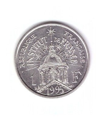 Moneda Franta 1 franc 1995 200 ani Institut de France, stare foarte buna, cu luciu foto