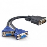 Adaptor Video DeTech 18251 DVI 24+5M la 2 x VGA Negru