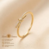 Inel Fundita Delicata , placat cu aur 14K, cu zirconia albe - marime 8