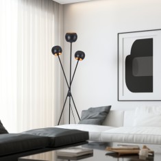 Lampadar Nykvarn 161cm 3xE14 max 40W negru/auriu [lux.pro] HausGarden Leisure foto