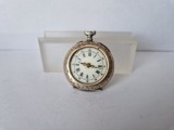 Ceas de Buzunar din Argint de Dame cu Pinset - Mecanic-Cadran cu Cifre Romane