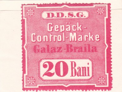 DDSG compania navigatie Dunare timbru bagaje si colete 20 Bani Galati-Braila MNH foto