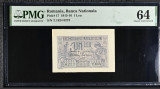 1 leu 1915 PMG64 UNC bancnota gradata, Litera