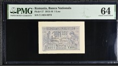 1 leu 1915 PMG64 UNC bancnota gradata foto