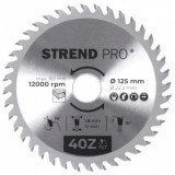 Disc pentru fierastrau circular, Strend Pro TCT 125x1.8x22.2 mm 40T, pentru lemn, lame SK