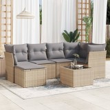 vidaXL Set canapele de grădină, 7 piese, cu perne, bej, poliratan