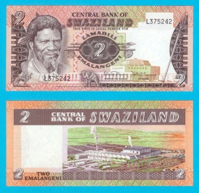 Swaziland (p#8) 2 Emalangeni 1984 UNC &amp;#039;Sobhuza II&amp;#039; serie: L375242 foto