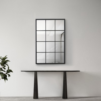Oglinda de perete, en.casa, Cupello, 90 x 60 cm, mdf, negru mat, dreptunghiulara HausGarden Leisure foto