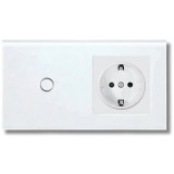 Intrerupator touch si Priza, Rama sticla securizata, iUni 1Y, LED