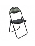 Scaun pliant metalic GN, piele ecologica, negru, bucatarie, pliabil, rezistent, 38.5x43x79 cm