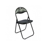 Scaun pliant GN metalic, bucatarie, tapitat cu piele ecologica, negru