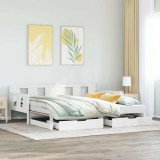 VidaXL Pat de zi cu extensie și sertare fără saltea, alb, 80x200 cm