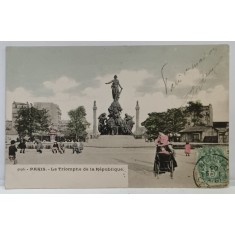 PARIS , MONUMENTUL &#039; LE TRIOMPHE DE LE REPUBLIQUE &#039; , CARTE POSTALA , CLASICA , DATATA 1903