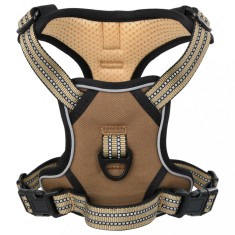 vidaXL Ham pentru c&acirc;ini cu plumb și guler, reglabil, maro, L 4013392