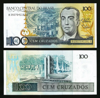 !!! BRAZILIA - 100 CRUZADOS (1986) - P 211 c - UNC foto